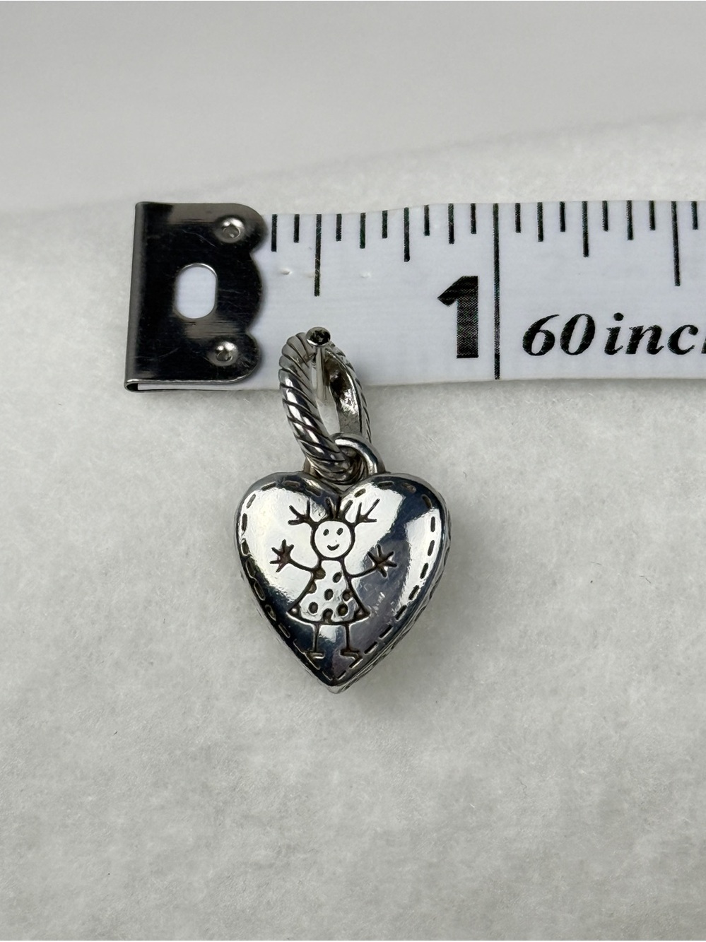 Brighton Happy Girl Charm is Silver-plated Scrolled Heart - Picture 3 of 3